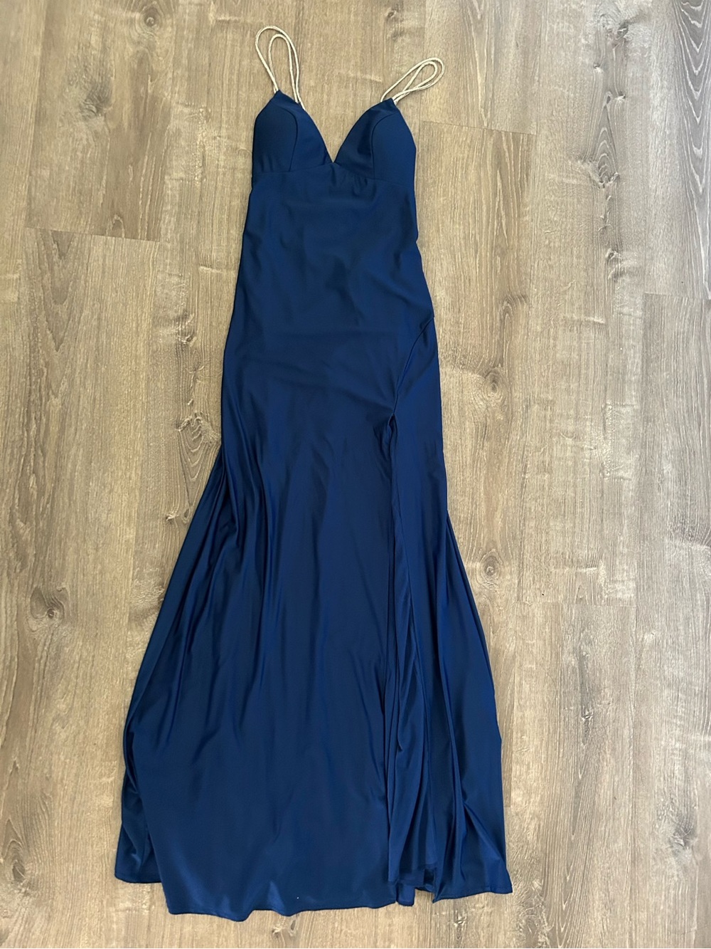 Crystal Doll 💙 Navy Blue Maxi Dress with Delicate Sparkle Straps